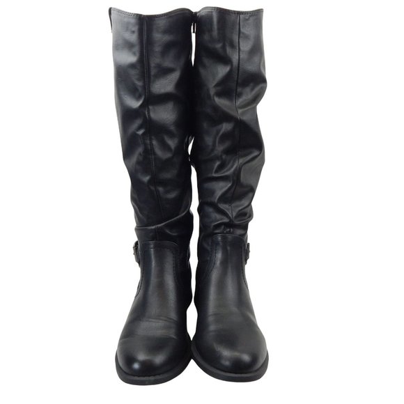 White Mountain Women's Black Knee High Riding Boots With Buckle Size 8 - Picture 2 of 8